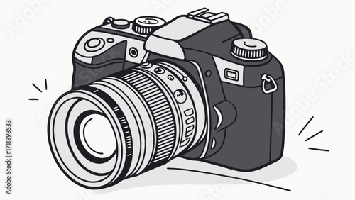 Digital Camera Illustration Photography Equipment DSLR Camera Graphic Photo Lens Camera Icon Black and White Camera Design Camera Clipart Photography Icon Camera Graphic Design Image Edi.