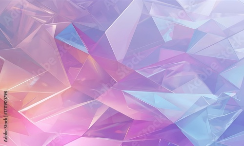 A 3D abstract background with overlapping transparent polygons, gradient mesh colors, and futuristic glowing edges.