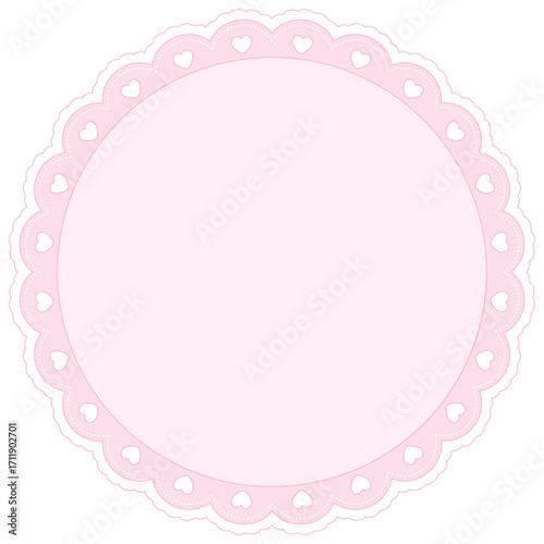 Circle lace frame with scallop edge isolated.