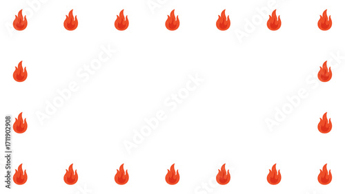 Flame Border Decoration Graphic, Intense Fire and Light, Isolated Background. Energetic and Passionate Design for Posters and Banners