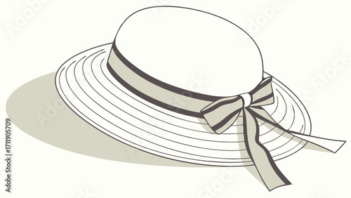 Stylish Summer Hat with Bow Fashion Accessory Illustration Elegant Headwear Design.