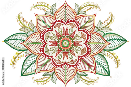 Vector art of hand drawn watercolor flower mandala, perfect for meditation and relaxation