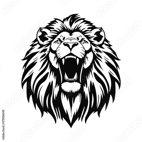 Lion head illustration vector, wild cat face design, predator head drawing, jungle king art, majestic animal graphic