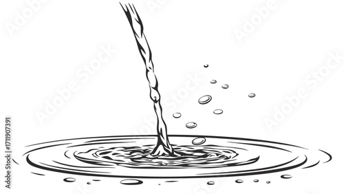 Water Droplet Splashing Liquid Pouring Ripples Clean Design Vector Illustration.