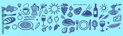 Hand-Drawn Breakfast Food and Morning Drinks Illustration
