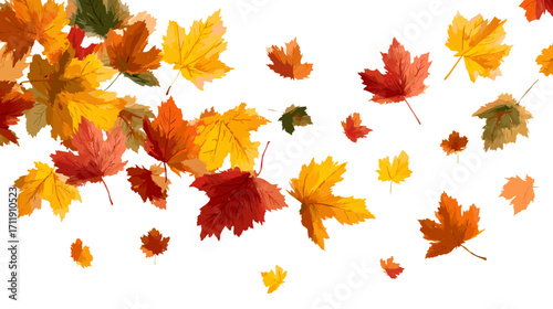 Vector illustration of falling autumn leaves isolated on a white background