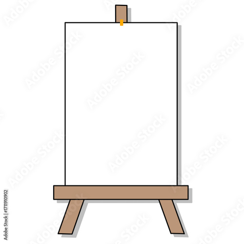 A painting easel and blank canvas on a white background can be used as a space for text logos or digital art to showcase your work. Perfect for art websites design blogs or marketing materials.