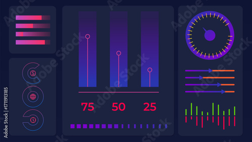 Vector illustration. Layered diagrams and simple charts explain how capital moves through systems and supports stable market growth. Concept of business, stock market, exchange, economy, capital.