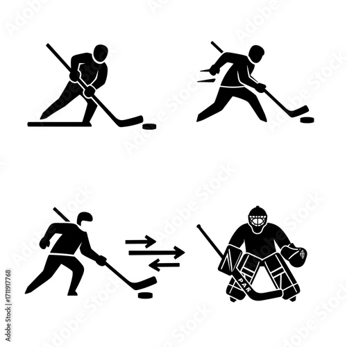 Collection of Hockey themed icons, including Slap Shot, Wrist Shot, Pass, Save