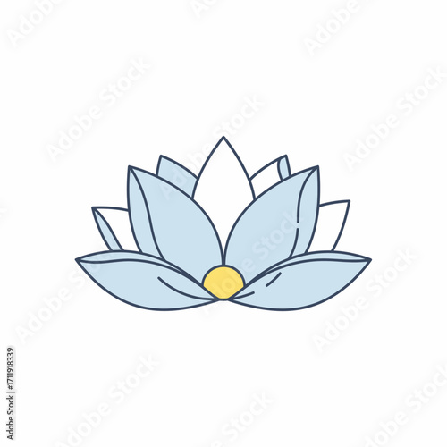 Elegant Lotus Flower Illustration with Delicate Blue Petals and Yellow Center.