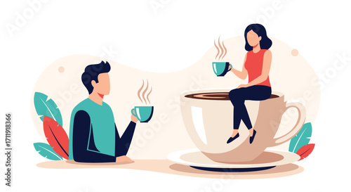 A couple enjoying a warm cup of coffee together in a cozy setting.