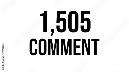 Animated Counter Quickly Increasing Comments from 0 to 3000 comment with black ink drops on a white background