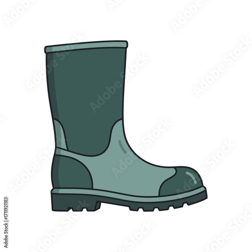 Green Rubber Boot for Gardening and Outdoor Activities.