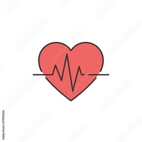 Heart Health Icon with ECG Line, Symbol of Cardiovascular Wellness.