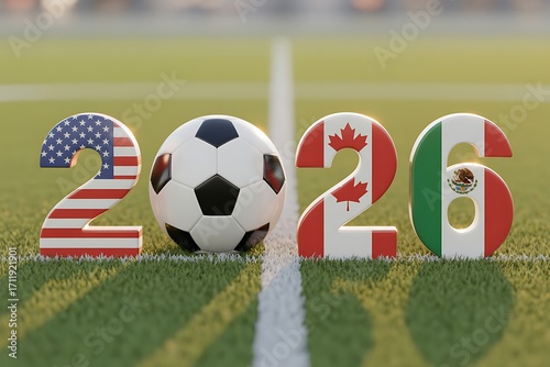 2026 World Cup Soccer USA Canada Mexico Flags