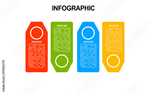 Infographic business promotion uses colorful diagrams headlines and white circles to inform.