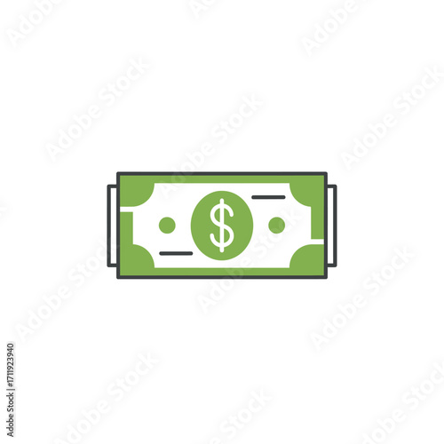 Illustration of a Green Paper Bill with a Dollar Sign.