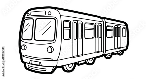 A simple line drawing of a modern commuter train, ready for coloring.