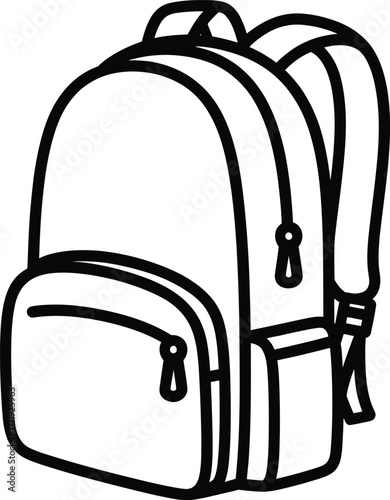 Backpack with straps and zippers travel school