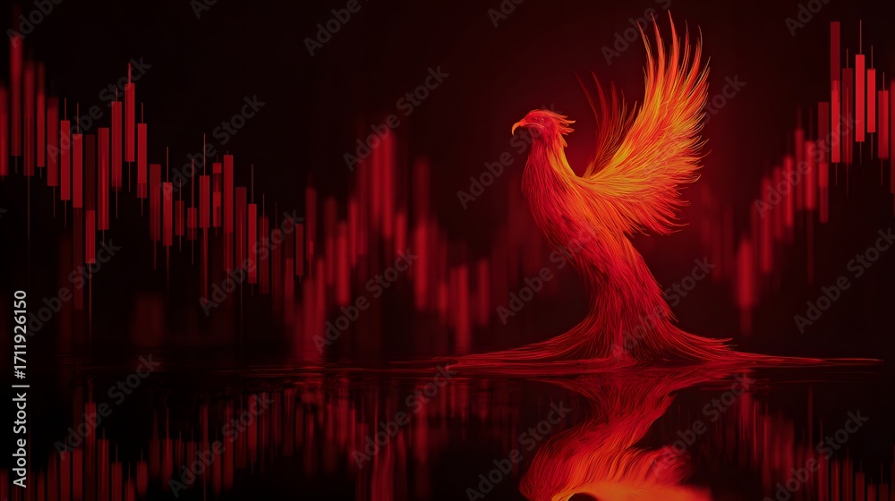 Obraz premium Phoenix rising with stock growth background