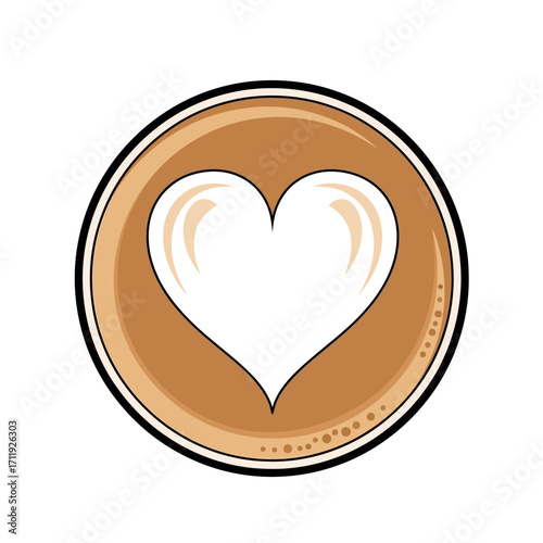 Warm coffee beverage featuring beautiful heart-shaped latte art, a comforting symbol of love and happiness, perfect for your daily ritual or a special cafe moment