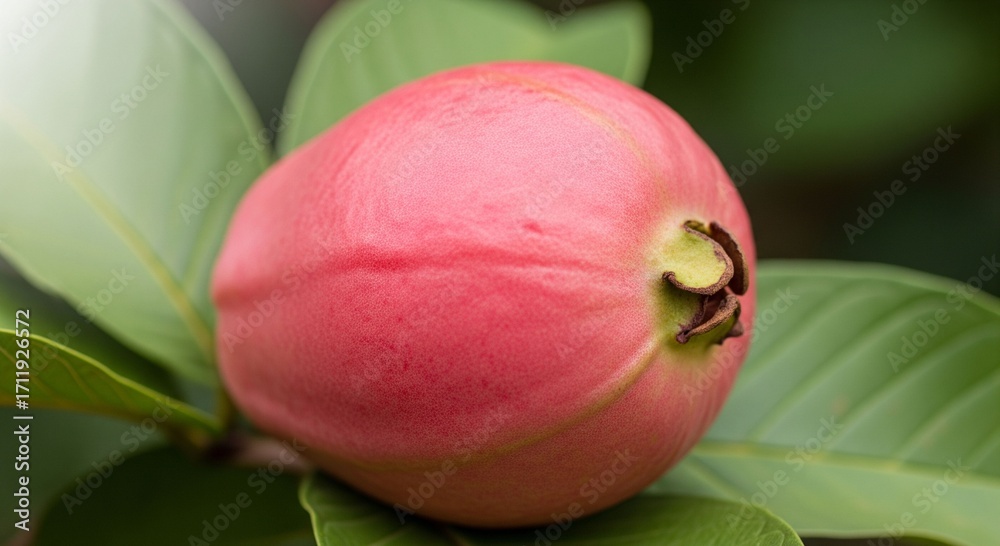 Obraz premium close up of guava fruit with leaves