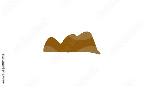 A simple, stylized illustration of a brown earthen mound or small hill on a white background.