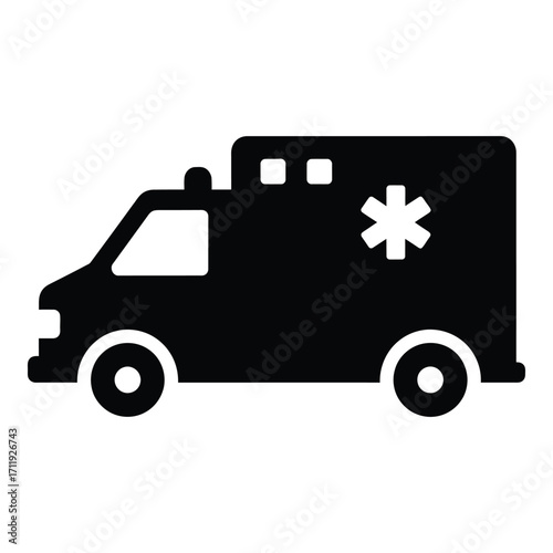 Ambulance vehicle icon emergency medical services transport symbol for healthcare silhouette