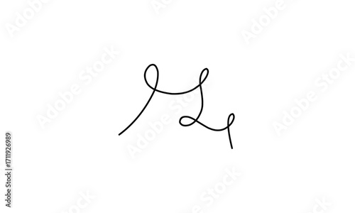 A minimalist black continuous line drawing in a cursive, looping style on a white background.