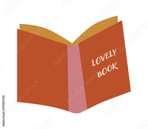 Open Book isolated vector Illustration. The design features a simple orange and pink color scheme, ideal for educational or literary concepts.