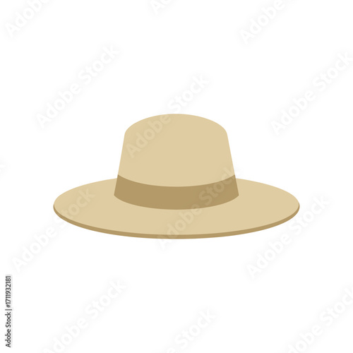 Stylish Straw Hat with Brown Band for Sunny Days.