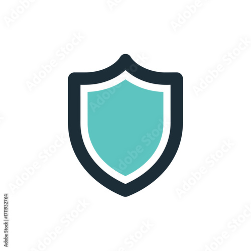 Free Download Stylized Shield Icon with Teal Fill and Dark Blue Outline for Security. - GFXLoad