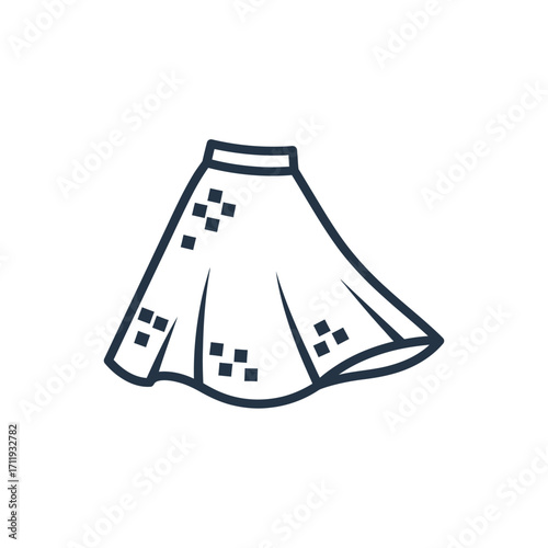 Stylized Skirt Illustration with Geometric Pattern, Fashionable Apparel Design.