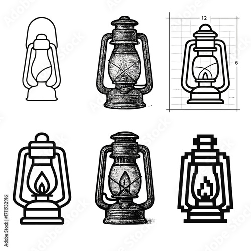 Vintage Camping Lamp Illustration