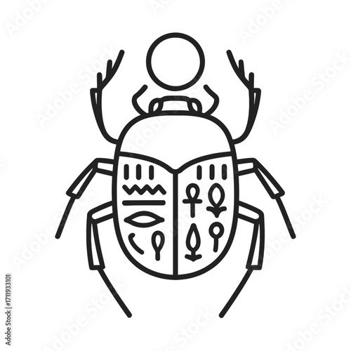 Egyptian Scarab Beetle Line Icon