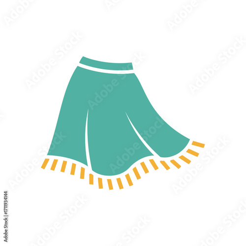 Turquoise Skirt with Fringe, Fashionable and Stylish Apparel.