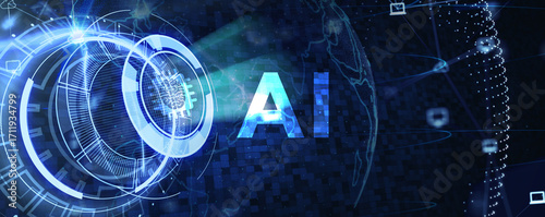 AI Learning and Artificial Intelligence Concept. Business, modern technology, internet and networking concept. 3d illustration
