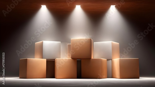 Abstract display of illuminated geometric blocks