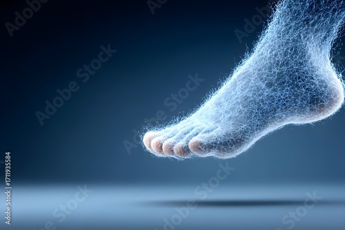 Futuristic representation of a foot in digital form