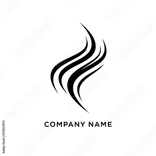 Abstract Hair Strands Logo Design with Flowing Lines and Elegant Curves.