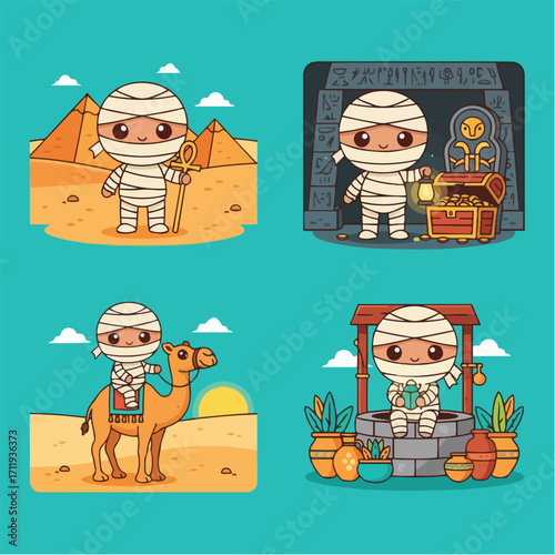 Cute Mummys Adventures in Ancient Egypt Desert Lands