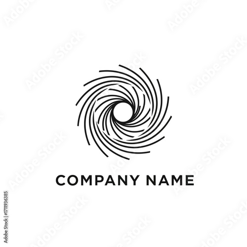 Abstract Swirl Logo Design with Circular Lines and Central Void.