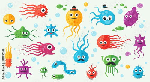 Cartoon Microbes and Germs Collection - Colorful and Playful Vector Illustrations.