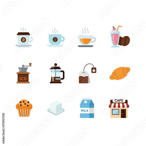 Coffee and Tea Icons - A Collection of Cafe Essentials.