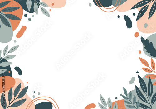Abstract organic shapes and botanical elements create a vibrant and colorful floral border.