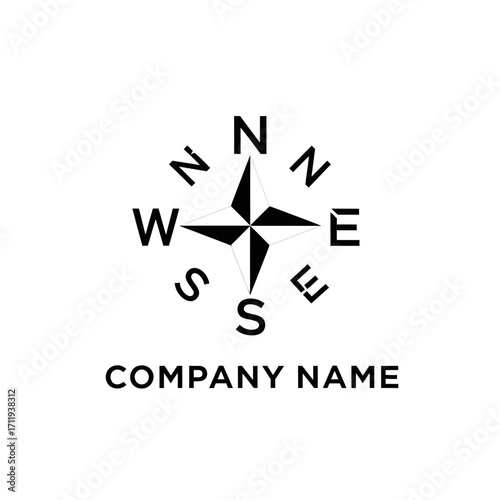 Compass Rose Icon with Cardinal Directions for Navigation and Wayfinding.