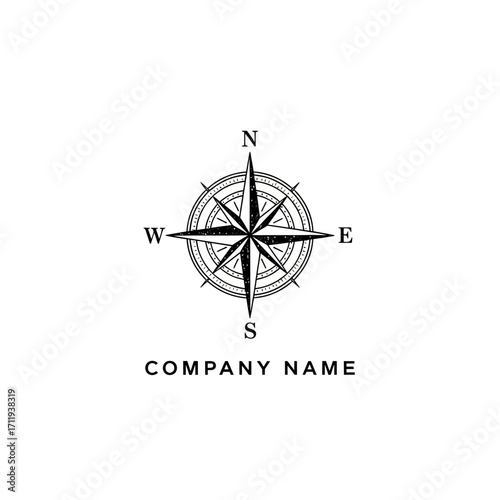 Compass Rose Nautical Navigation Symbol with North, South, East, and West.