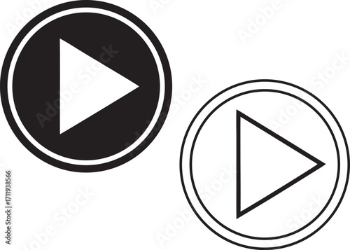 Two Play Button Icons One Solid One Outline symbol