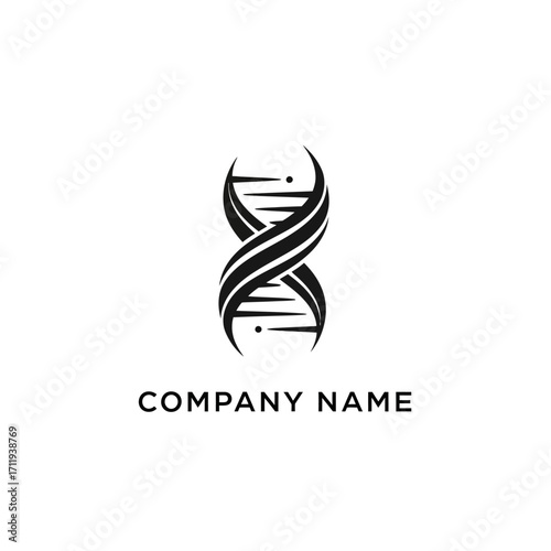 Elegant DNA Strand Logo Design for Science and Technology Companies.
