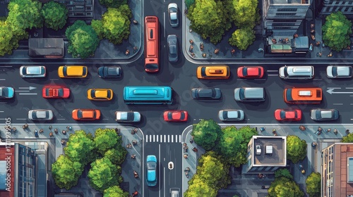 city traffic from above